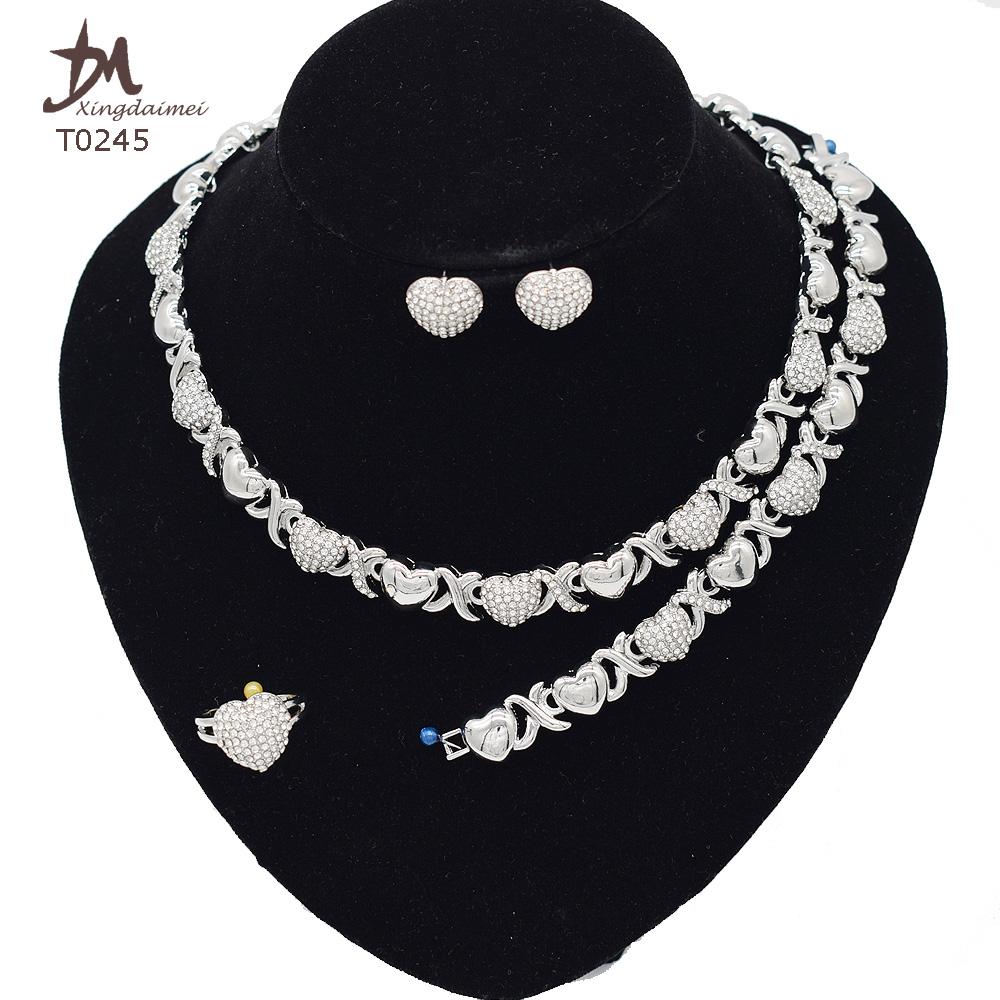 T0245 High Quality 14K Gold Plating Jewelry Women Jewelry Set 14k Gold Plating Diamond XOXO Jewelry Set 8&xoxo jewelry set