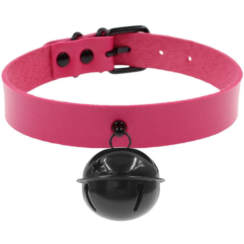 Harajuku Stylish Black PU Leather Collar with Bell Pendant Necklace