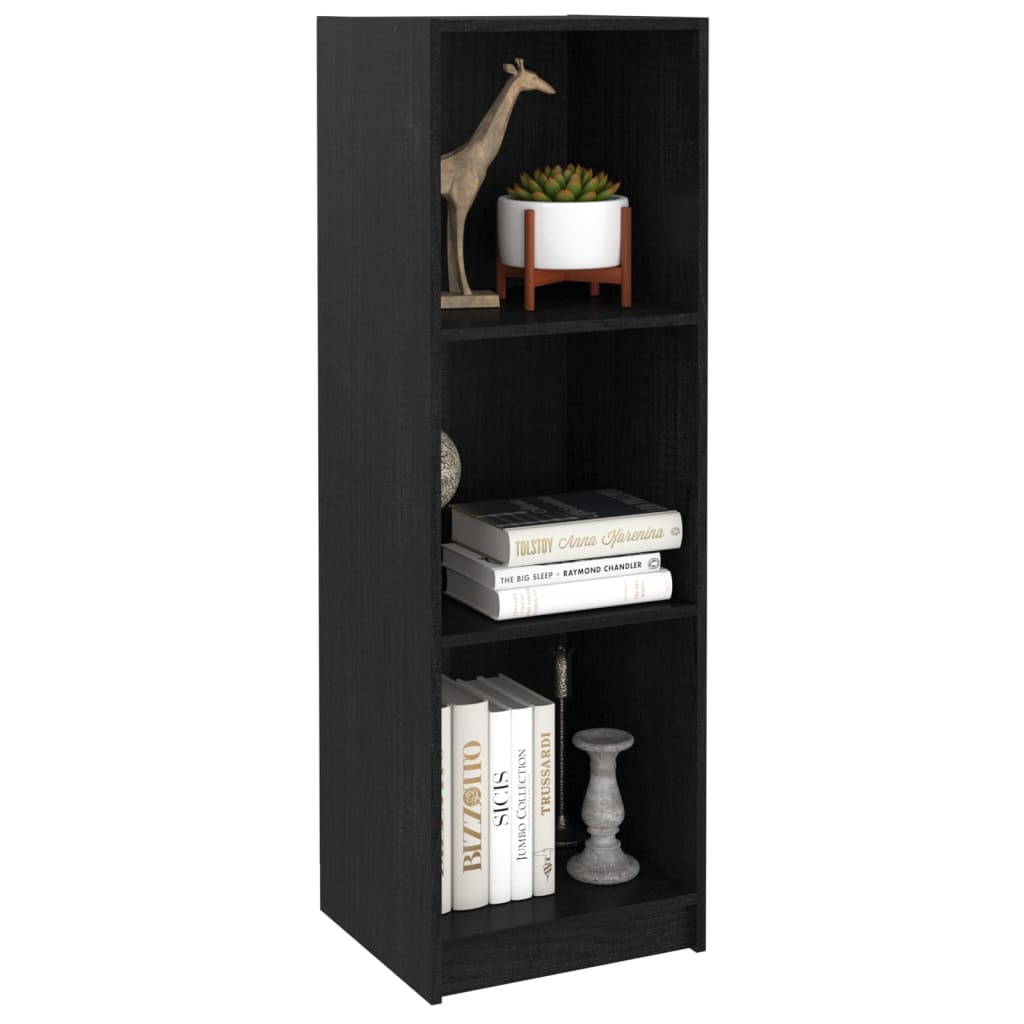 Bookshelf Room Divider Black 36x33x110 cm Solid Pine Wood