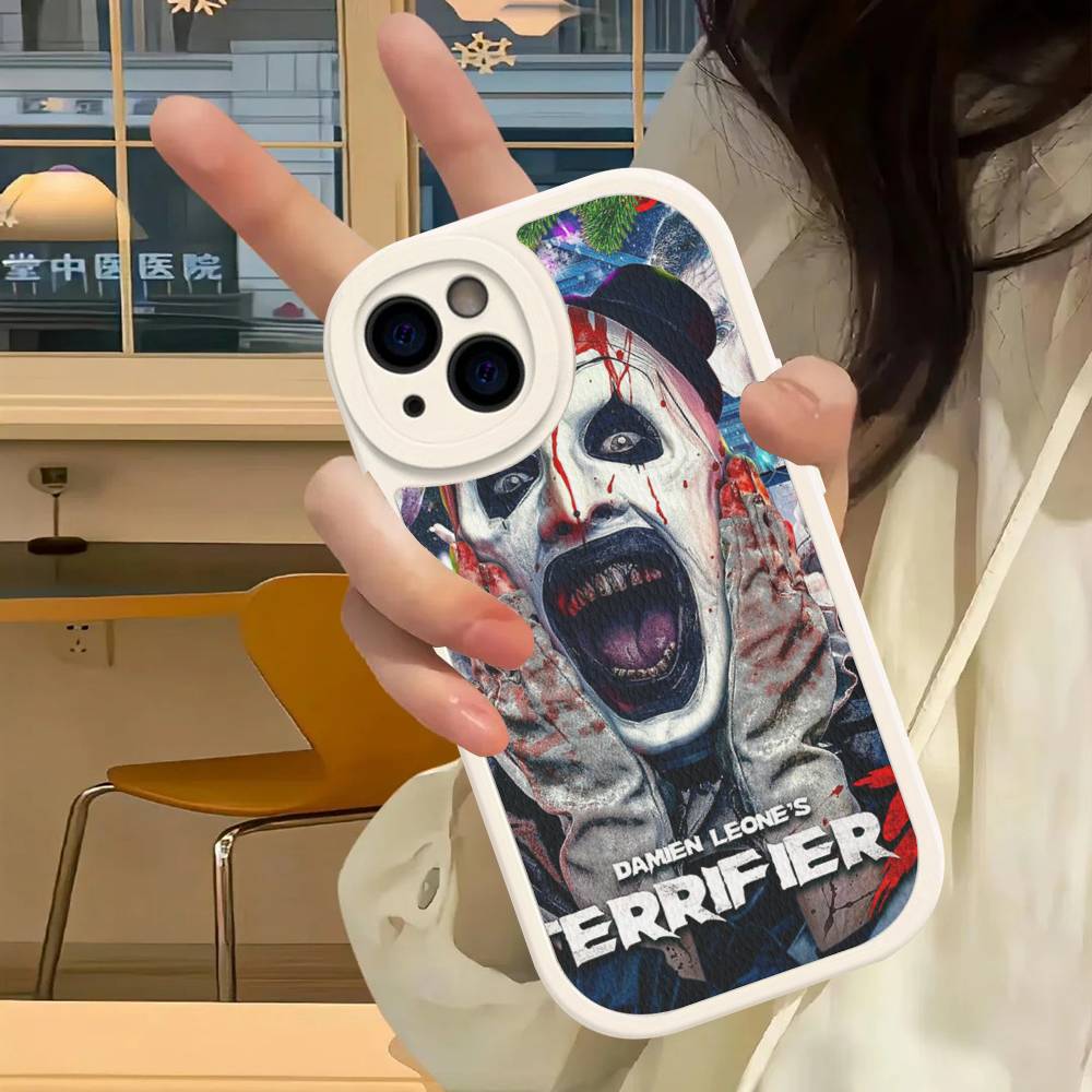 

Popular Horror Movie T-Terrifier Phone Case For IPhone 16 15 14 13 12 11 Pro Max Plus Soft Leather Cover iPhone 16 pro
