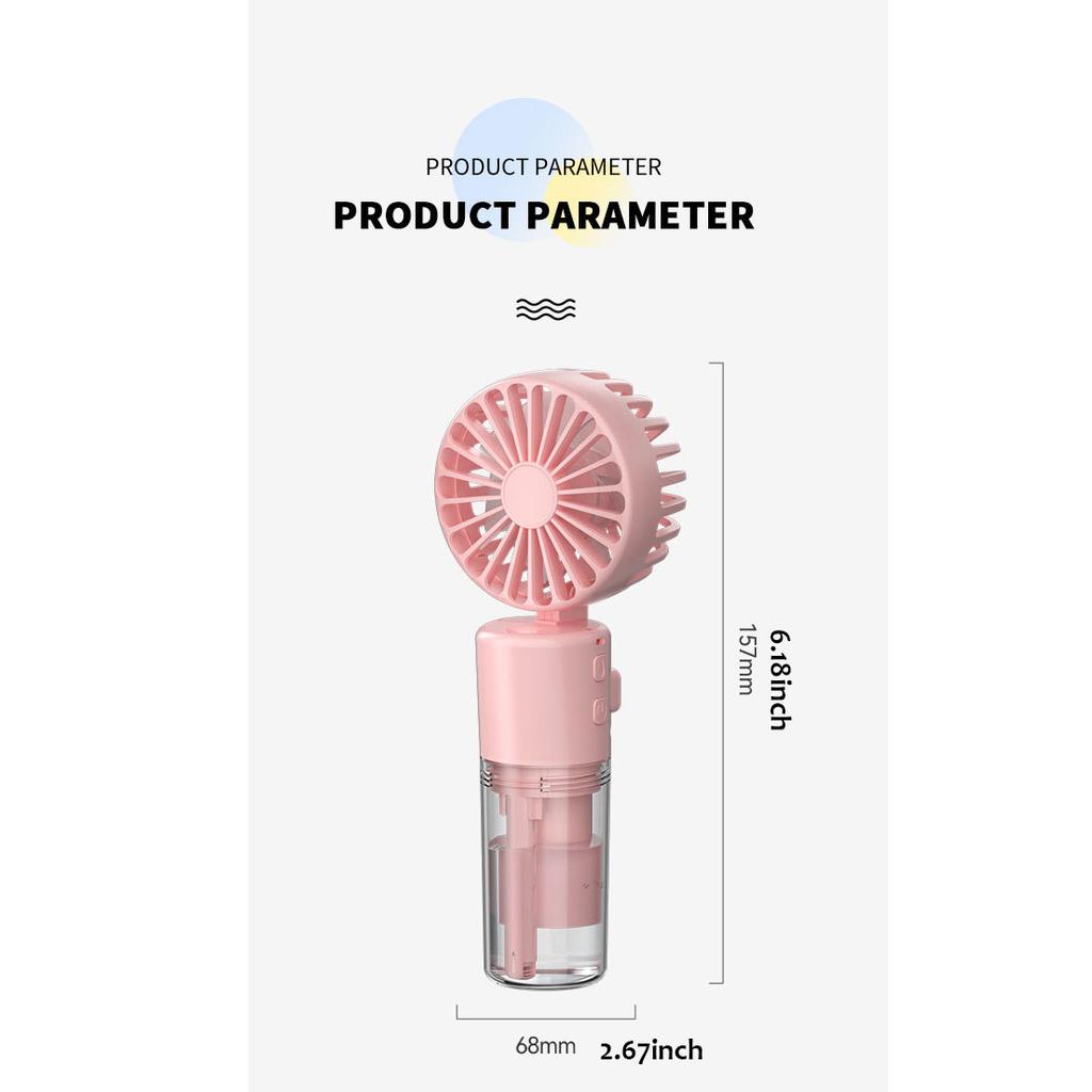 Portable Mini Misting Fan with Cord - USB Rechargeable - Pocket Size - Rotating Fan for Travel Kids Women - Summer Gift for School Office
