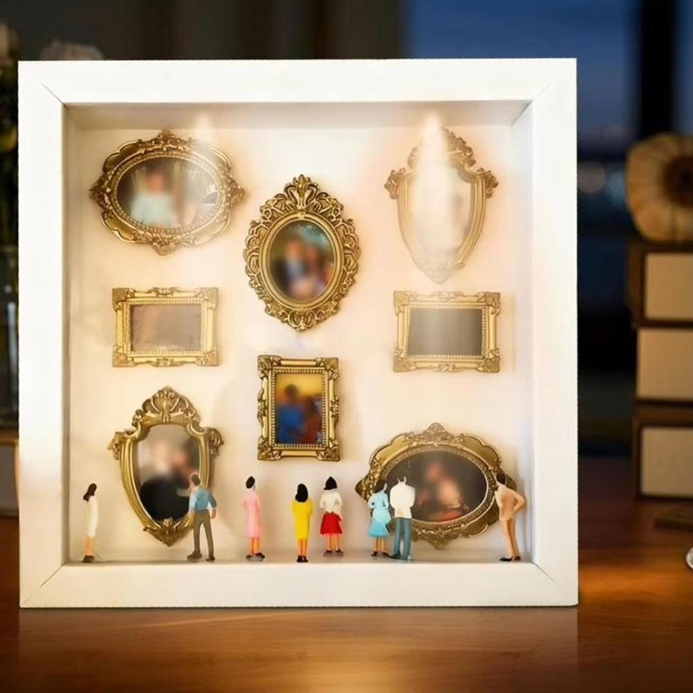Mini Figurines DIY Mini Museum Silhouette Box Gold Frames Memory Preservation Shadow Box Frame Photo Frame Travel Memories