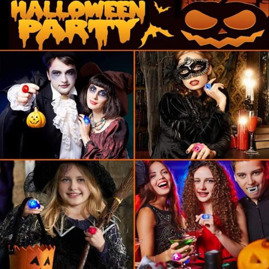 50 Pcs Halloween Rings LED Light Up Flashing Rings Glowing Finger Rings Halloween Party Favors for Kids Adults