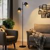 NETTLIFE Floor Lamp - Vintage 44.5 Cm - E14 - Black Fabric Lampshade - Metal Structure