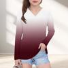 Womens V-Neck Long Sleeve Loose Fit T-Shirt With Polka Dot Print Casual Oversized Top Daily Wear
