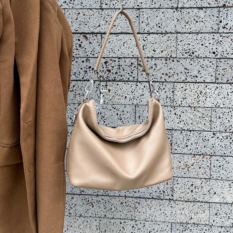Real Leather Women's Bag Large Capacity Tote Fashionable Natural Drop Armpit Shoulder