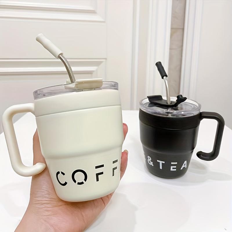 480ml Coffee Cup Stainless Steel Insulated Cup Cold Hot Drinks Water Tea Milk Office External Straw Cover Portable Water Cup