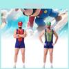 Set Costume Premium a Tema Mario per Uomo con Cappello, Guanti, Baffi e Bretelle