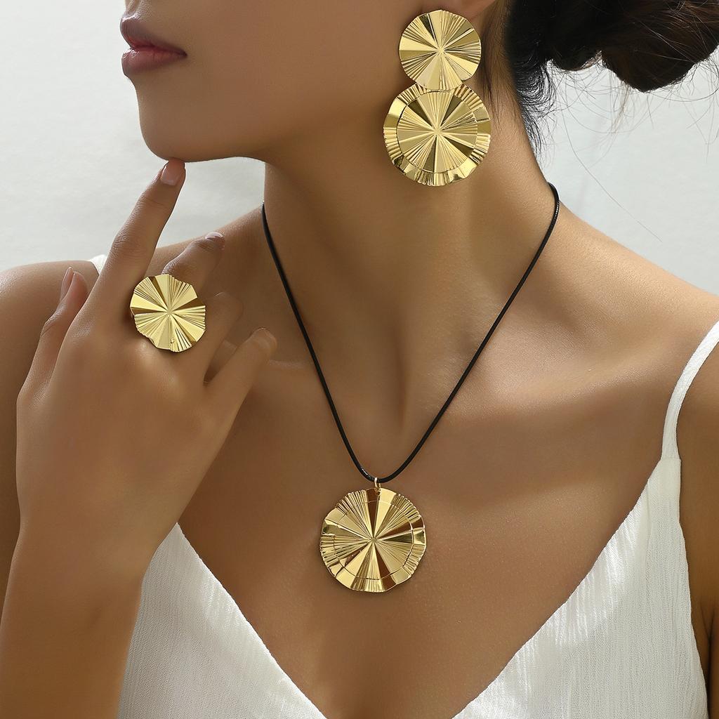 Cercei hip-hop personalizați pentru femei, set colier, cercei cu șurub cu design la modă cu strat dublu, inel simplu și versatil pentru femei