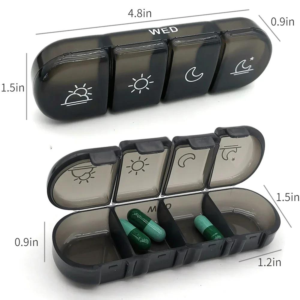 Pill Cases Box Organizer 7 Days 28 Grids 4 Times Portable Travel with Large Compartments for Vitamins Medicine Tablet Fish Oils