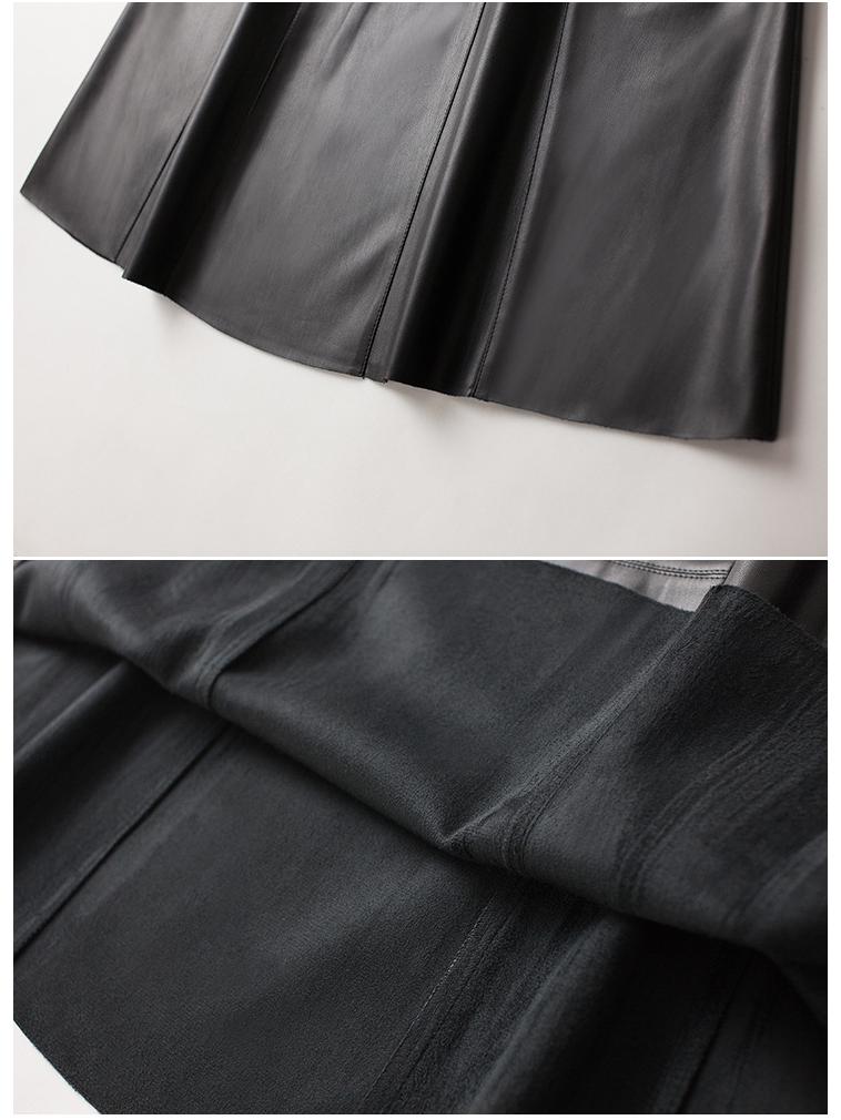 Women's Cross-Strap Leather A-line Skirt - Mid-length, High-waist, Slimming Umbrella Design, Fashionable Wide Hem, 2025 Autumn/Winter Collection.