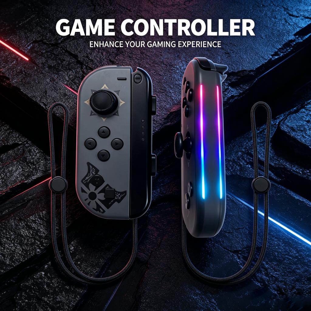 For Wireless Joycon for Nintendo Switch, 6-Axis Gyro,with RGB Light Effect, Turbo, Vibration, Remote Gamepad Game Accessories
