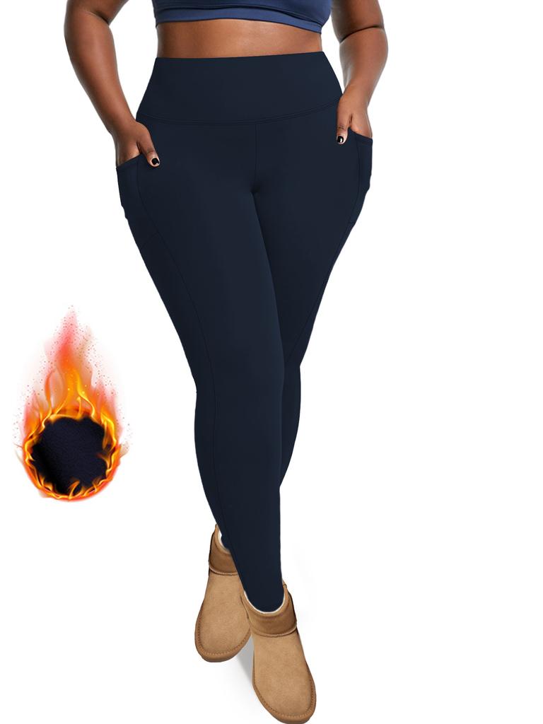 Pocket Plus-size Autumn/winter Fleece-lined Yoga Pants Women's High-waisted 9-inch Fitness Winter Yoga Pants