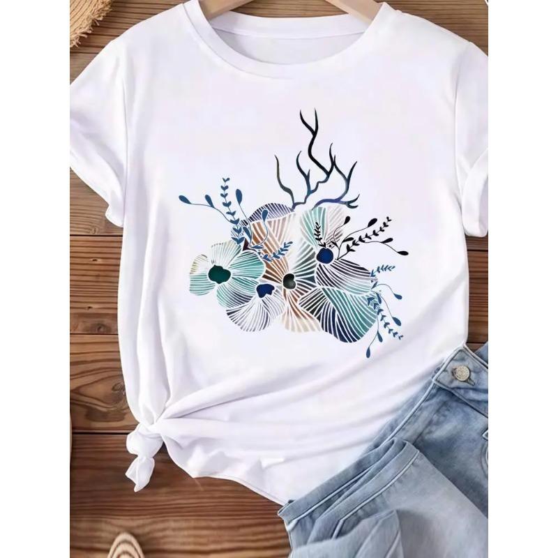 

Short Sleeve Oneck Tshirts Ladies Popular Sweet Butterfly Cute 90s Casual Women Graphic T Tees Clothing Fashion Clothes Print S