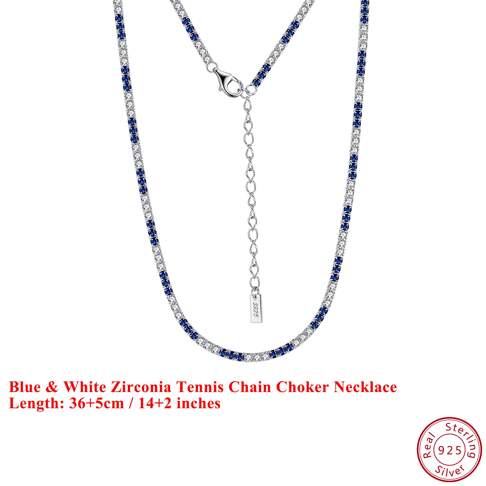 

Effie Queen 925 Solid Sterling Silver Round Cut Zirconia Tennis Chain Choker Necklace Luxury Jewelry for Women, Men Banquet SC49 серебряный