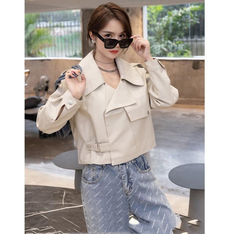 Spring Autumn Women PU Leather Jacket Casual Lady Windproof Motorcycle Leather Coat