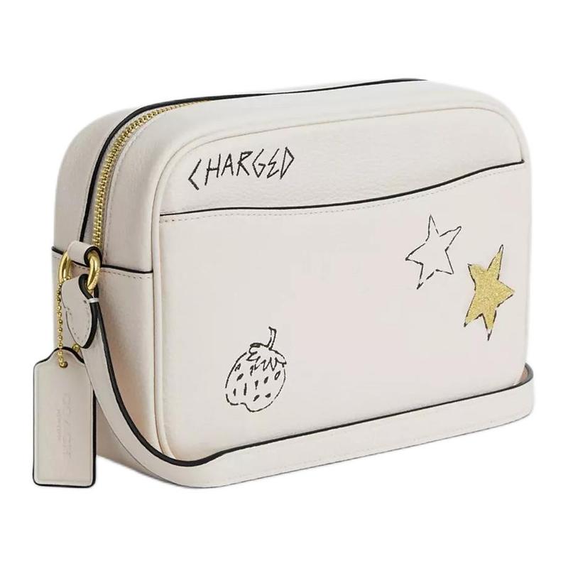 Coach Jamie 22 Sketch Print Pebbled Leather Camera Bag Shoulder Bag Small Women’s Chalk White