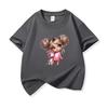 Kids Cotton T Shirt Charming Girl With Pink Unicorn Print Crew Neck Short Sleeve Tee Casual Boys Girls Summer Tops
