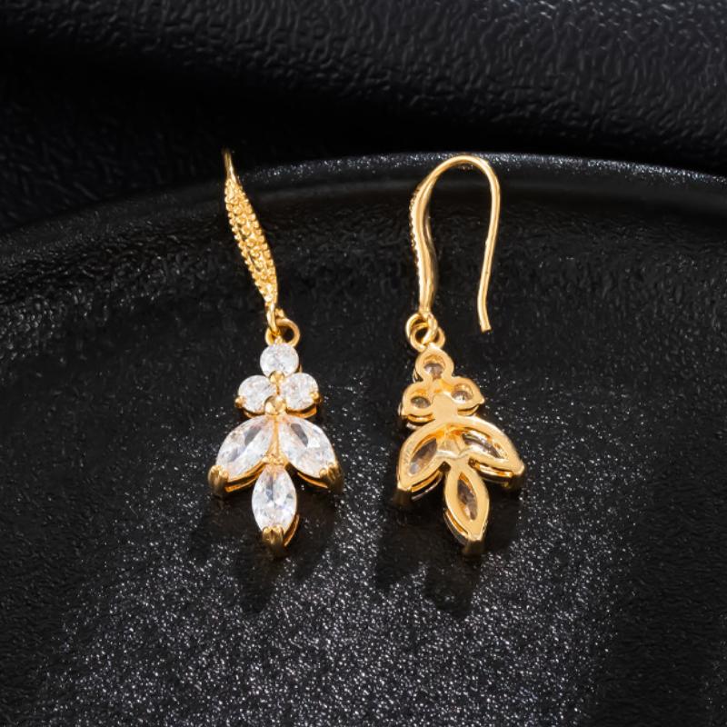 Fashion Small Fresh Ear Hook Copper Inlaid Zircon Women's Earrings High-end Elegant Temperament Stud Earrings Versatile Jewelry