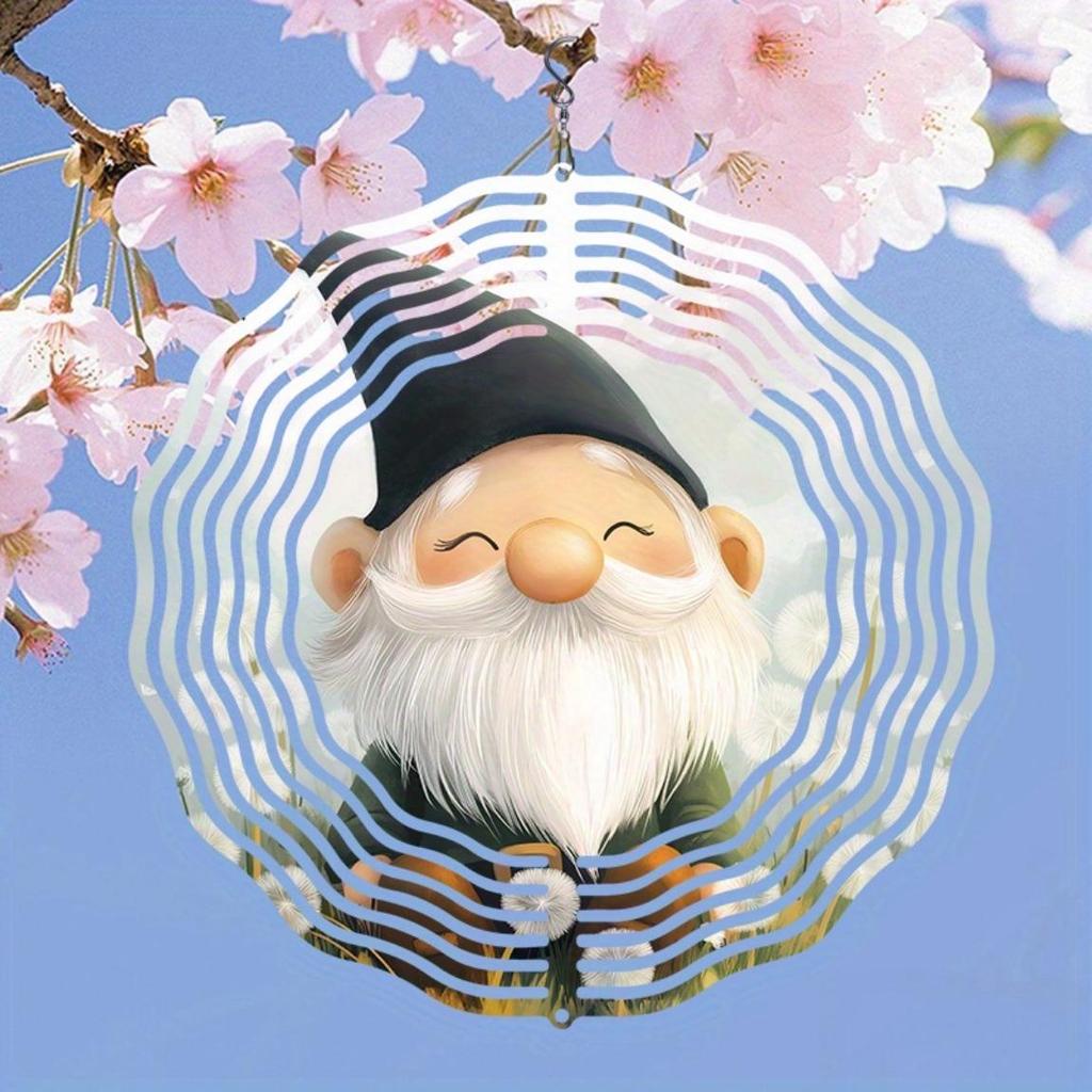 Weiser Gnom und Löwenzahn 2D Windspiel Kinetische Gartenkunst für Außendekoration Langlebiges Metall Verspielte Gnom-Dekoration mit Dynamischer Bewegung