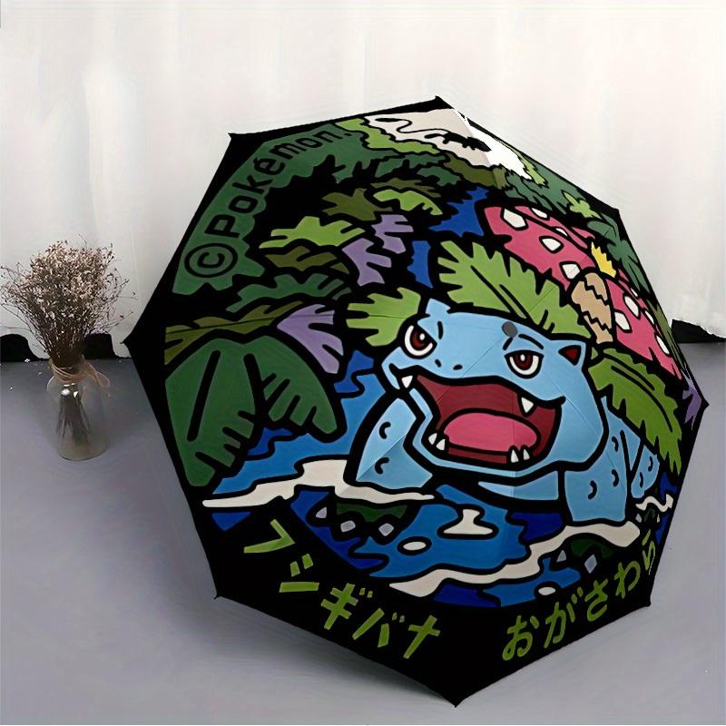 Pokemon Automatic Folding Umbrella with Sturdy Iron Frame, Portable Compact Travel Umbrella All-Season Use Parties 0807079