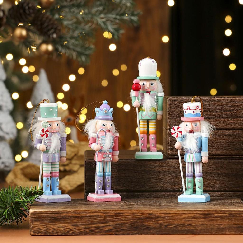 Cross-border Nutcracker Christmas Ornament - Wooden Small Gift for Window or Desktop Decorations
