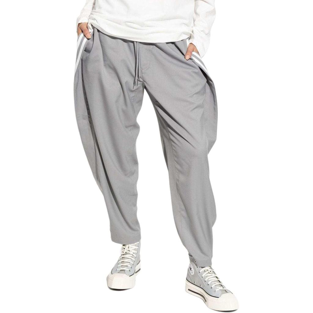 Y-3 Side Stripe Drawstring Cuffed Knit Joggers Unisex Joggers Gray JE3452