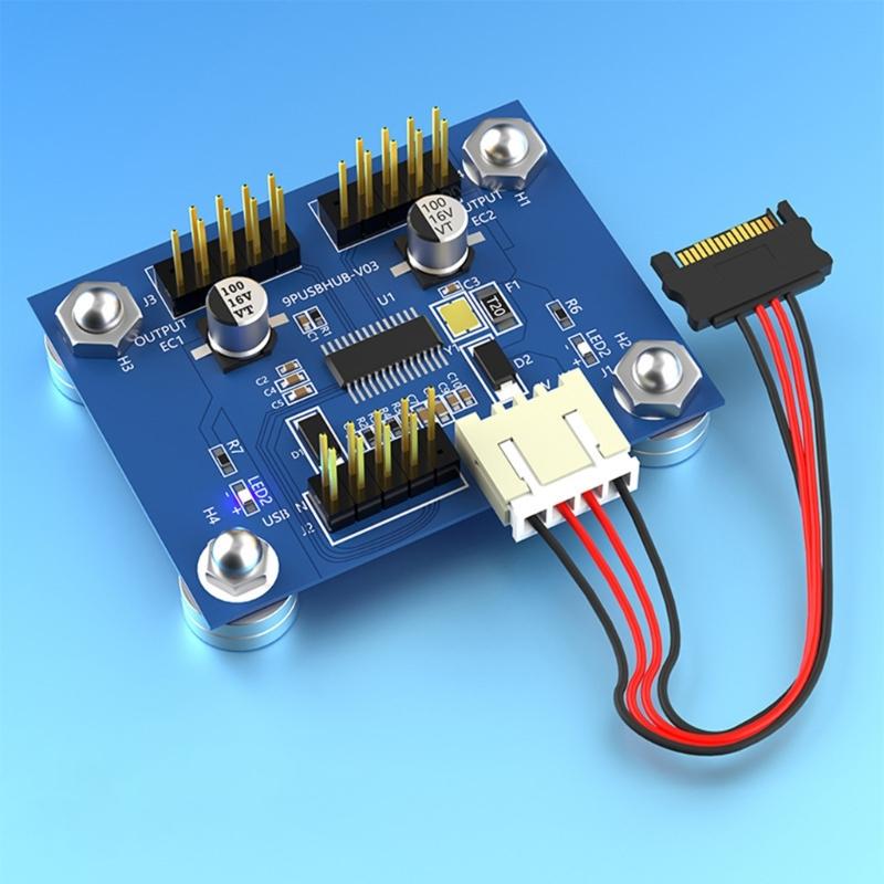 1 to 2 USB 2.0 9Pin Converter Adapter Double Channel Signal Stability For Color Fan WiFi Cards PC Hardware Expansion