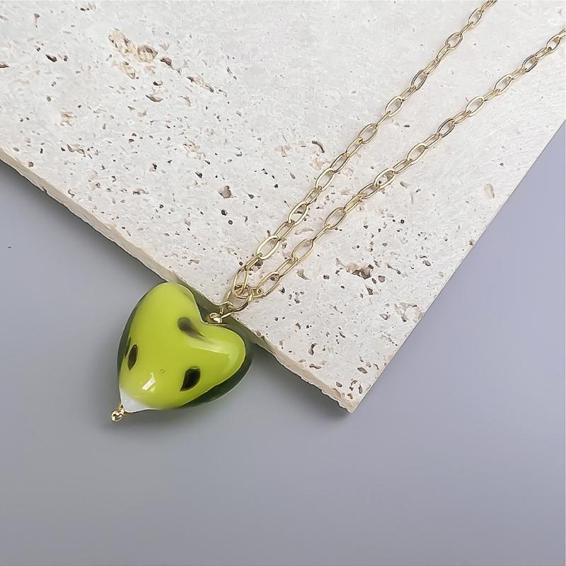 Delicate Glass Pendant Charm Choker Necklace Elegant Collar Chain Fashionable Neckwear Gift Jewelry for Girls Lady