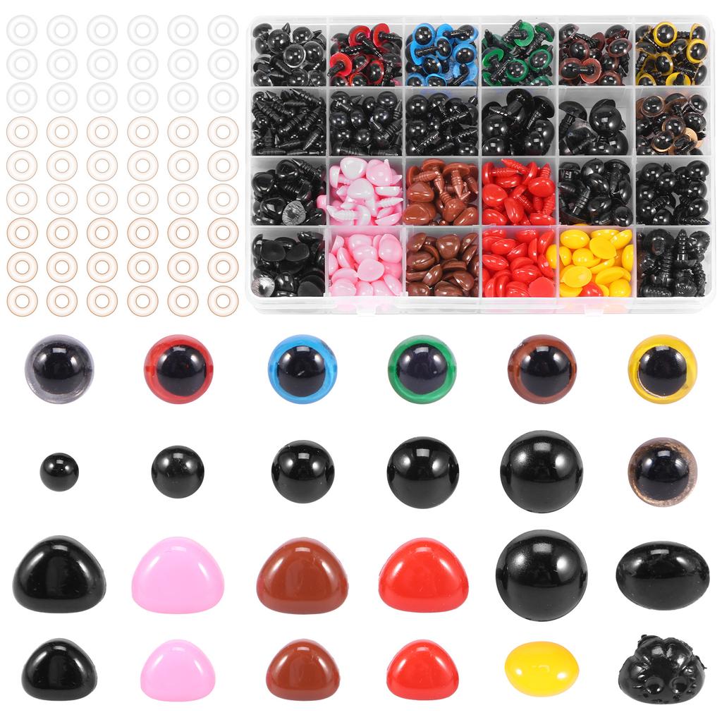 500/1000Pcs Doll Making Eyes Craft Doll Eyes And Noses DIY Craft Stuffed Toy Eyes for Plush Toy Crochet Craft Dolls Plush Toys