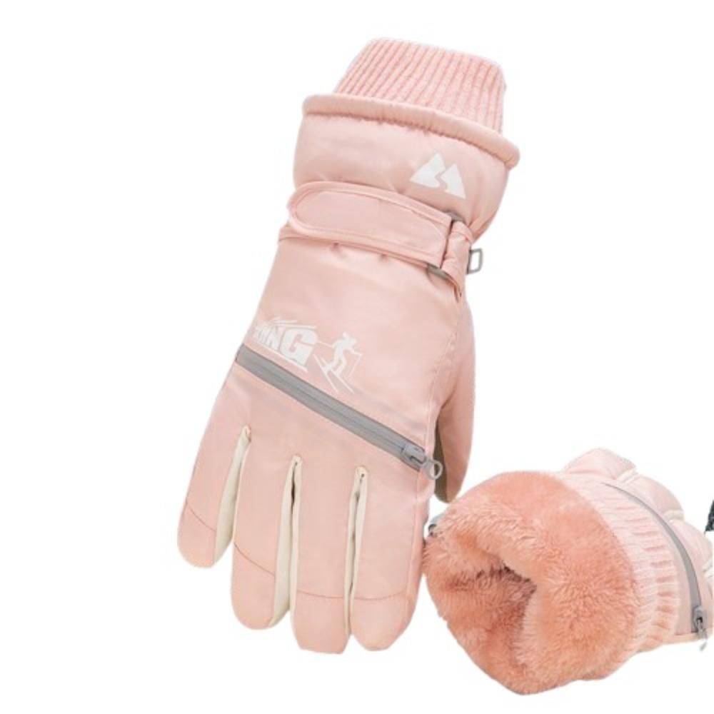 

Лыжные теплые перчатки Плюшевые снежные теплые перчатки Мотоциклетное снаряжение Зимние теплые перчатки Катание розовый