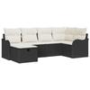 Ensemble de canapé de jardin 6 pièces avec coussins noir poly rattan, Canapé de jardin 2 places avec rangement et coussins 3360308