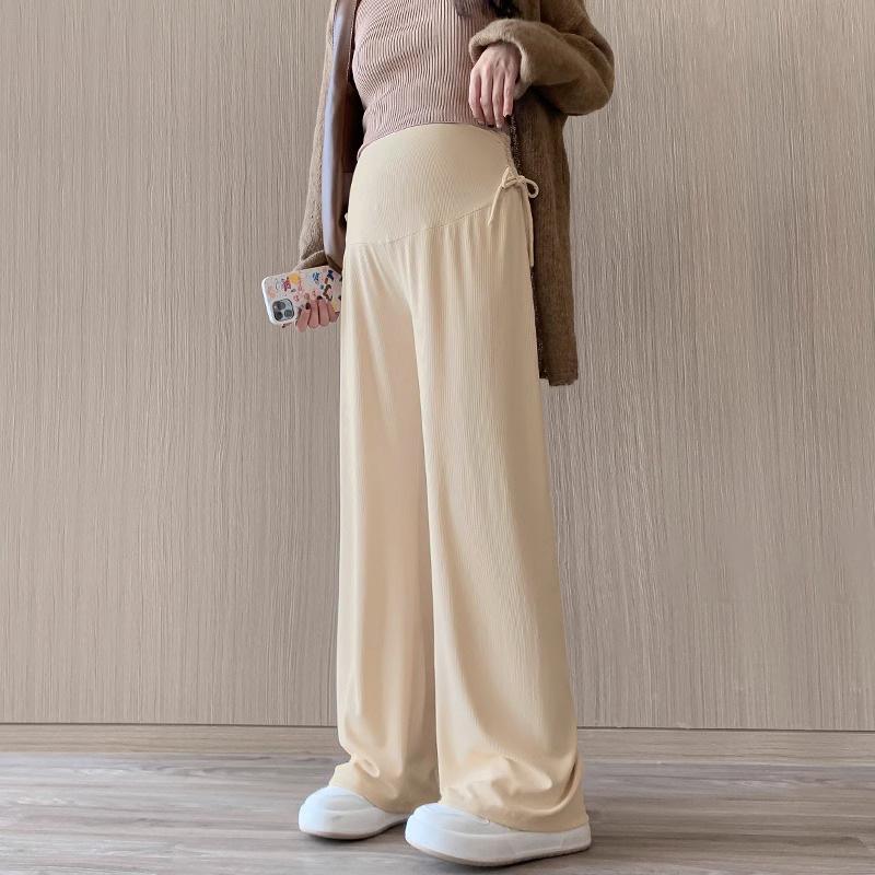 2025 New Style Maternity Drawstring Wide-Leg Pants for Spring & Autumn - Petite Casual Wear