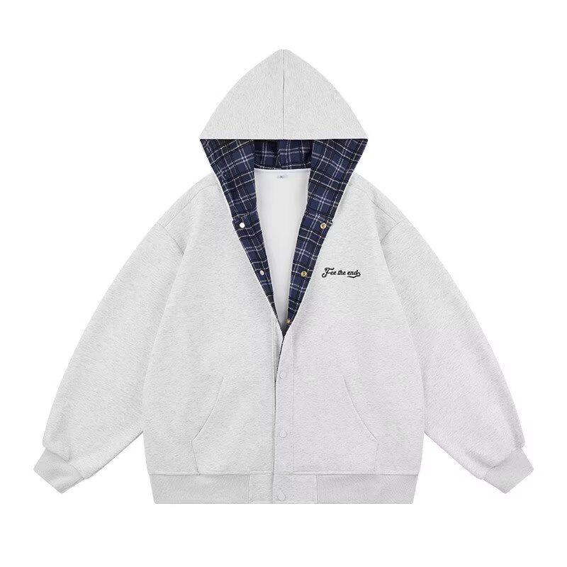 

2025 Autumn Unisex Retro Casual Loose Cardigan Hoodie XXXL сірий колір