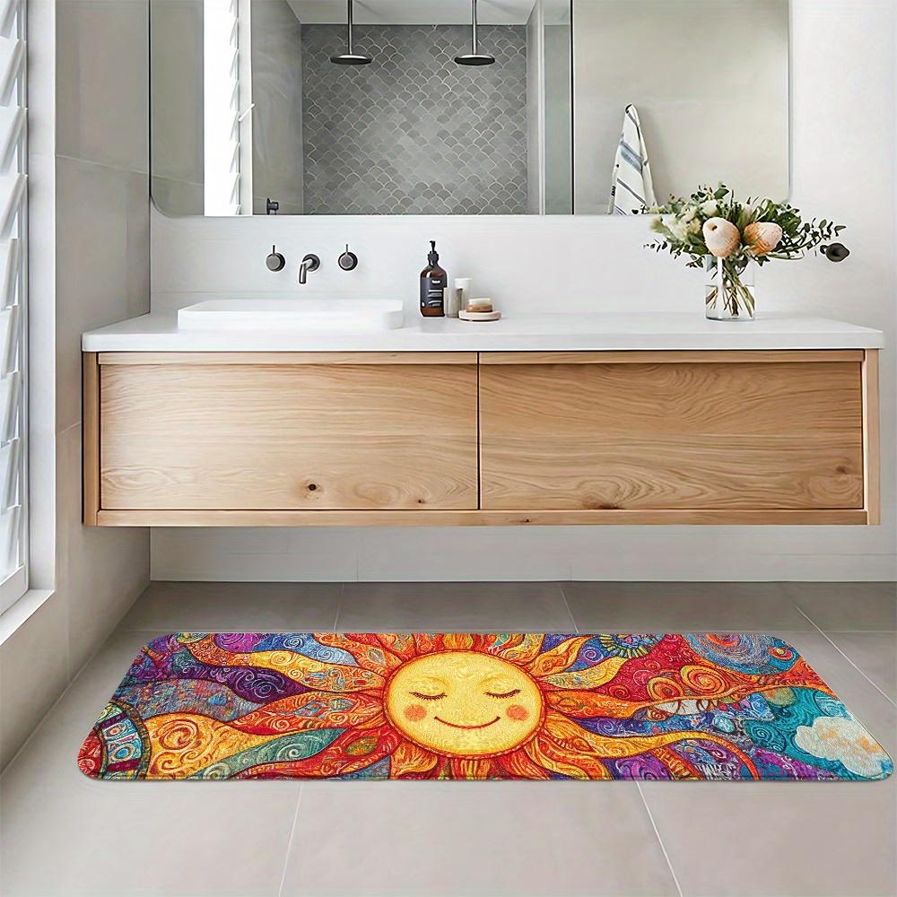 1Pcs Bohemian Sun Totem Runner Mat Vibrant Mandala Design with Multicolor Boho Patterns Washable Washable Area Mat for Kitchen Hallway Living Room