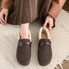 Fashion Padded Warm Cotton Shoes Women's Autumn Winter New Retro Round Toe Flats Slip on Soft Bottom Suede Comfortable Females Shoes