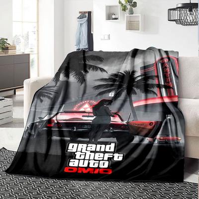 1pc Grand Theft Auto Soft Flannel Blanket with Designer Print A Cozy Blanket for All Seasons, Perfect for the Couch, Bed, Office