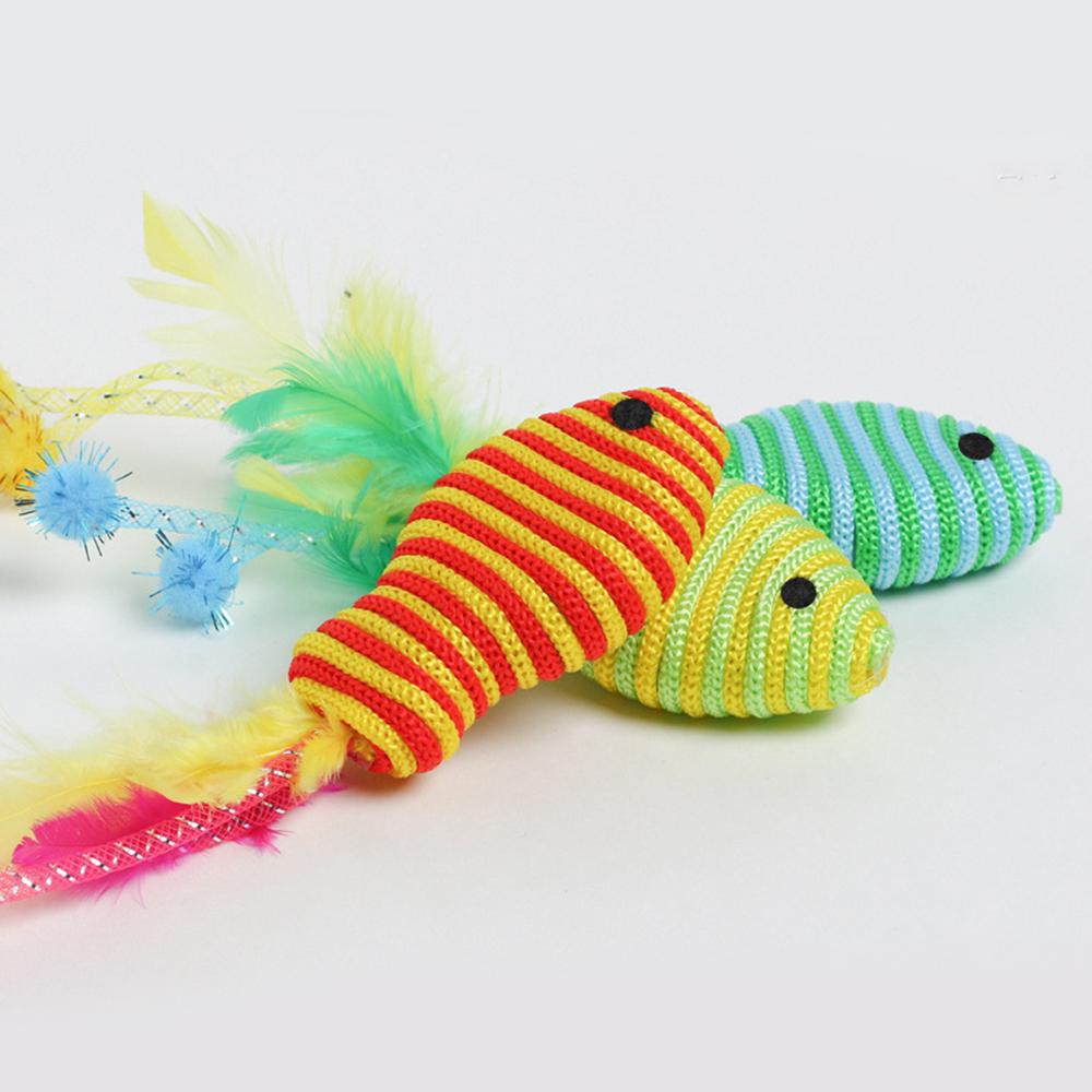 3pcs Fish Cat Toy Rope Ball Kitten Self Toy Playing Chew Bite Pet Toys Interactive