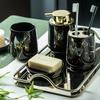 Home Hotel Ceramic Bathroom Accessories Set Toothbrush Holder Rinsing Cup Soap Dish Lotion Dispenser Bottle