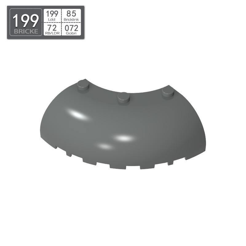 BRICKE 87559 6x6x2 Curved Building Blocks, LEGO-Compatible MOC Accessories 50g (~5 pcs) темно-серого