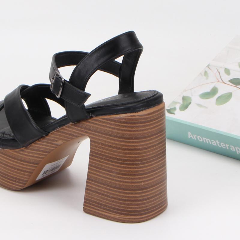 Fashion Black Platform Sandals 2025 Summer High Heels Female Shoe Open Toe Cross Espadrilles High-heeled Girls Fashion Block Peep Rome P