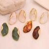 Stainless Steel Women Earrings Color Resin Vintage Finger Rings Geometric Shape Rings  Jewelry Gift