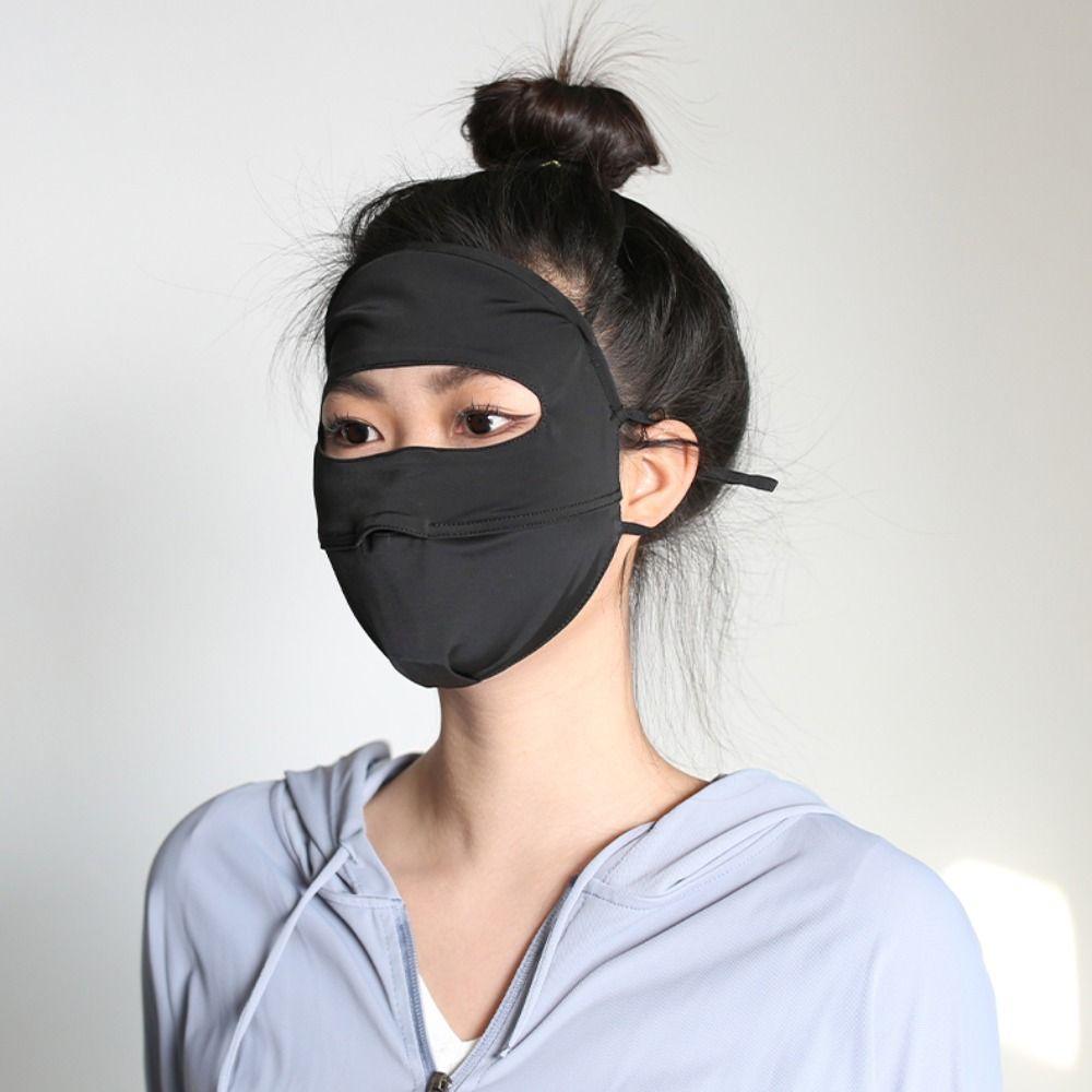 Silk Sun Protection Anti-UV Womne Sun Hats Face Gini Mask Driving Face Mask Summer Sunscreen Mask