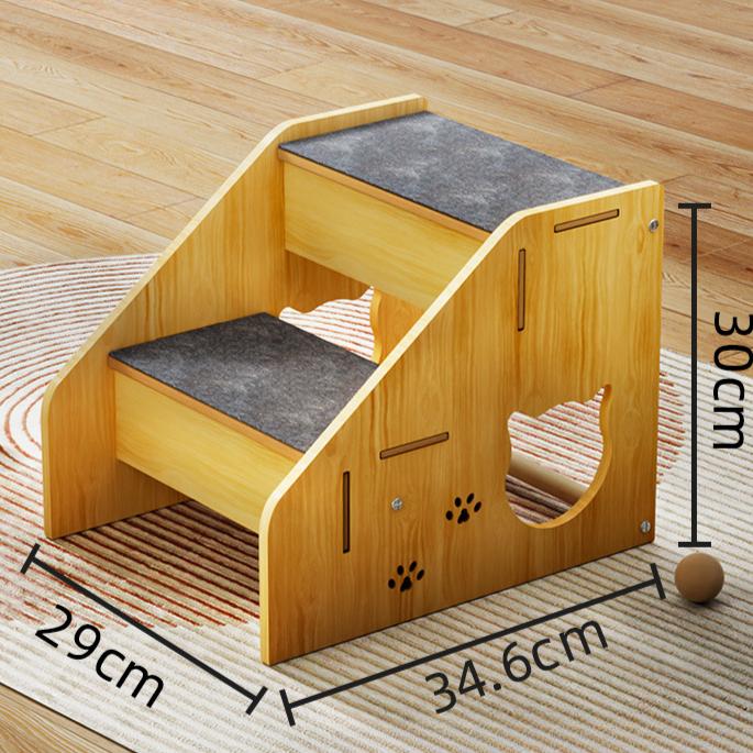 Ergonomic 4-Step Pet Stairs - Wooden Dog Steps with Anti-Slip Treads & Adjustable Height for Beds/Couches