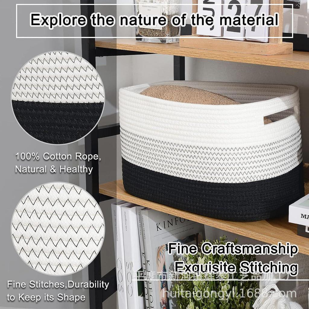 Velkokapacitní bavlněný pletený koš na prádlo a úložný koš