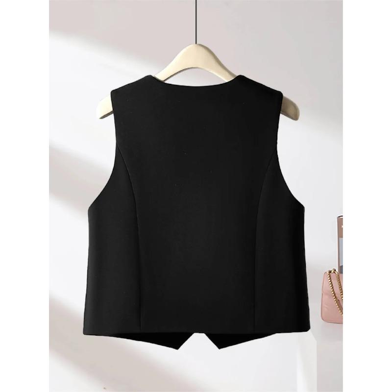 Suit Black Vest Women's Versatile Spring and Autumn New Fashion Waistcoat