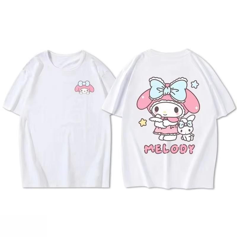 

Sanrio Summer New Cute My Melody Printed Tshirt Womens Unisex New Tshirt Y2K Retro Casual Short Sleeve Top S