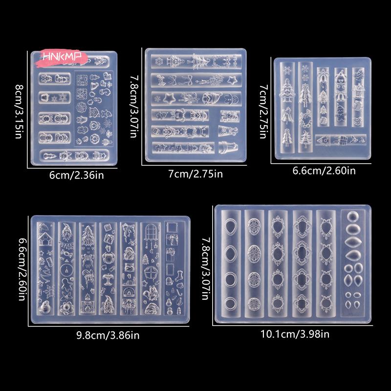 3D Christmas Snowman And Tree Silicone Nail Mold Snowflake And Snowman Design for Nail Art DIY Manicure Decoration