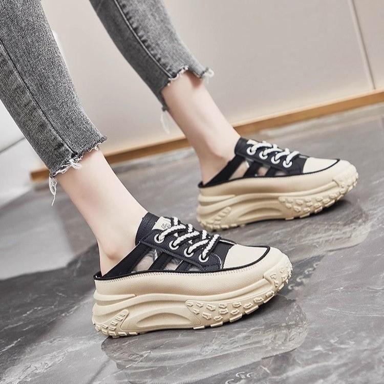 

New summer thick-bottomed muffin bottom is huge and versatile, hollowed out and breathable, sports and leisure baotou cool slippers 35 чёрный