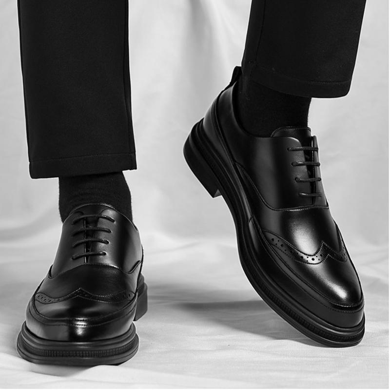 Men's Business Formal Casual Leather Shoes Autumn Men's Outdoor Casual Thick-soled 6CM Fashionable Leather Shoes Size 37-44